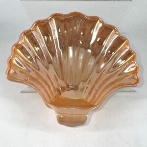 Anchor‎ Hocking Fire King Peach Lustre Bowl Dish 7" Shell Shaped MCM Vintage